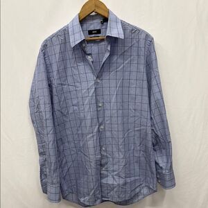 Hugo Boss Men's Blue Plaid Button Down Shirt